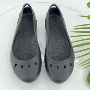 CROCS Women's Kadee Flats Size 7 Slingback Shoe Black Rubber Slip On Vented